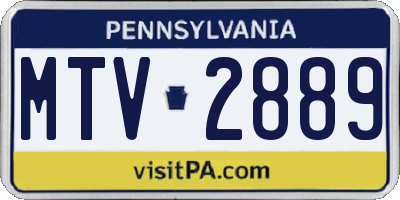 PA license plate MTV2889