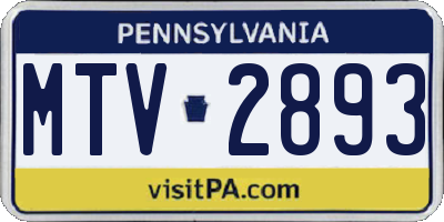 PA license plate MTV2893