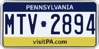 PA license plate MTV2894