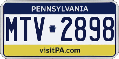 PA license plate MTV2898