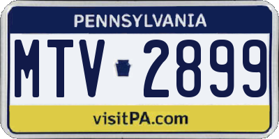 PA license plate MTV2899