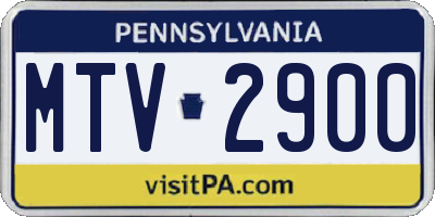 PA license plate MTV2900