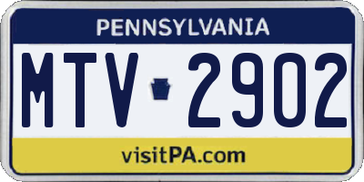 PA license plate MTV2902