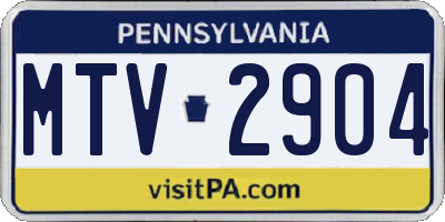 PA license plate MTV2904