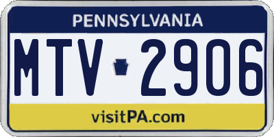 PA license plate MTV2906
