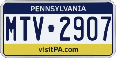 PA license plate MTV2907