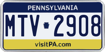 PA license plate MTV2908