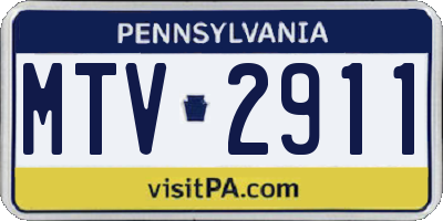 PA license plate MTV2911