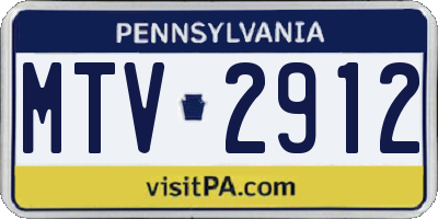 PA license plate MTV2912
