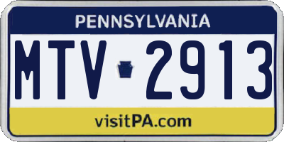 PA license plate MTV2913