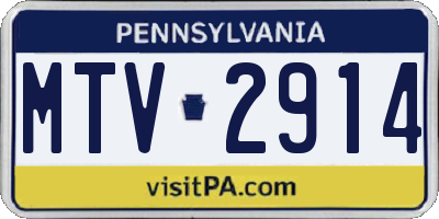 PA license plate MTV2914