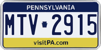 PA license plate MTV2915