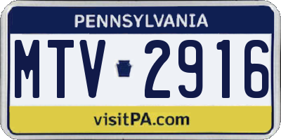 PA license plate MTV2916