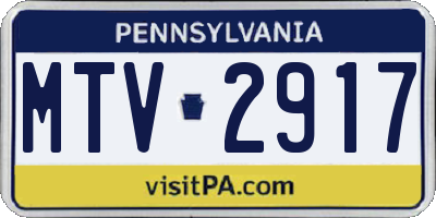 PA license plate MTV2917