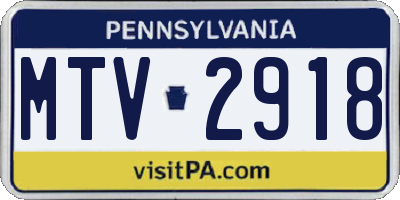 PA license plate MTV2918