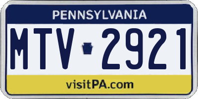 PA license plate MTV2921