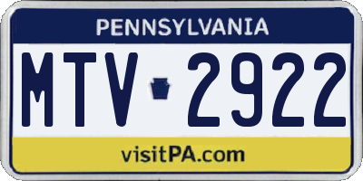 PA license plate MTV2922