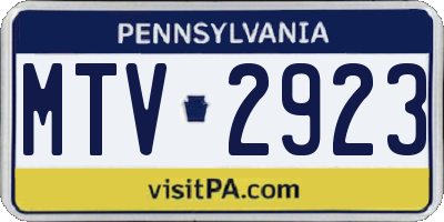 PA license plate MTV2923