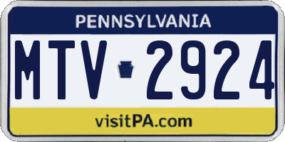 PA license plate MTV2924