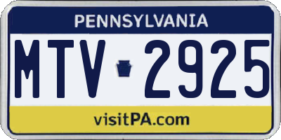 PA license plate MTV2925