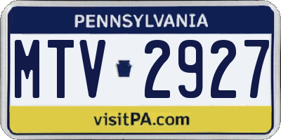 PA license plate MTV2927