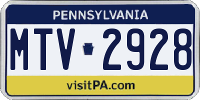 PA license plate MTV2928