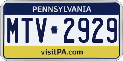 PA license plate MTV2929