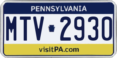 PA license plate MTV2930