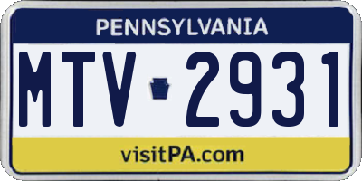 PA license plate MTV2931