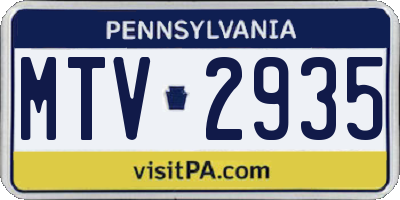 PA license plate MTV2935