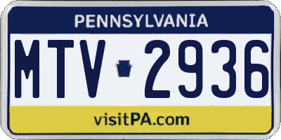 PA license plate MTV2936