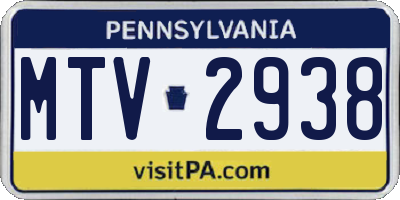 PA license plate MTV2938