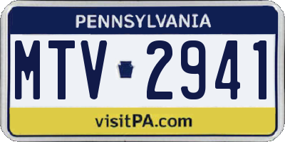 PA license plate MTV2941
