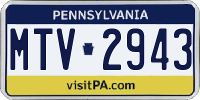 PA license plate MTV2943