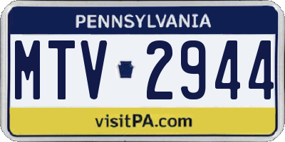 PA license plate MTV2944