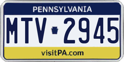PA license plate MTV2945