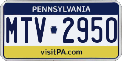 PA license plate MTV2950