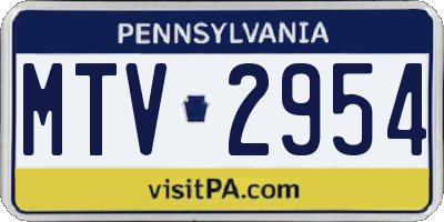 PA license plate MTV2954