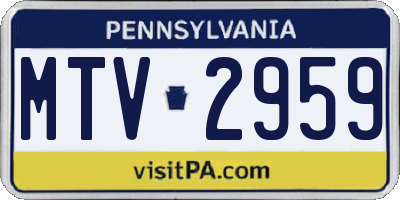 PA license plate MTV2959