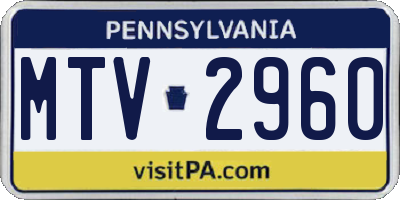 PA license plate MTV2960