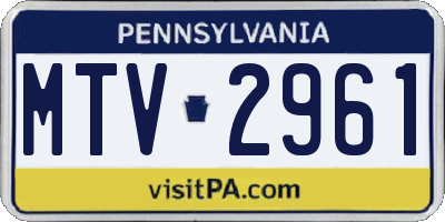 PA license plate MTV2961
