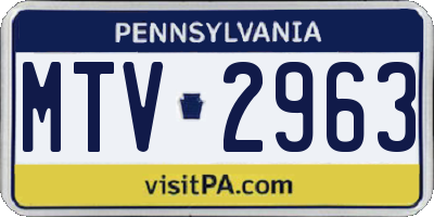 PA license plate MTV2963