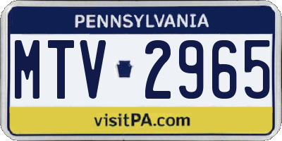 PA license plate MTV2965