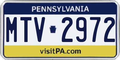 PA license plate MTV2972