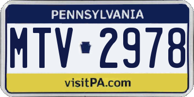 PA license plate MTV2978