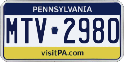 PA license plate MTV2980