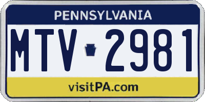 PA license plate MTV2981