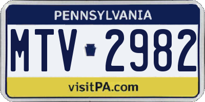 PA license plate MTV2982