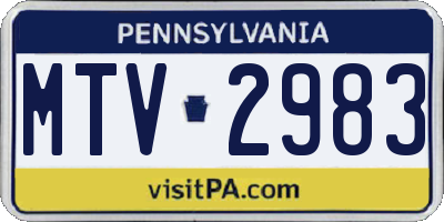 PA license plate MTV2983