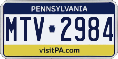 PA license plate MTV2984